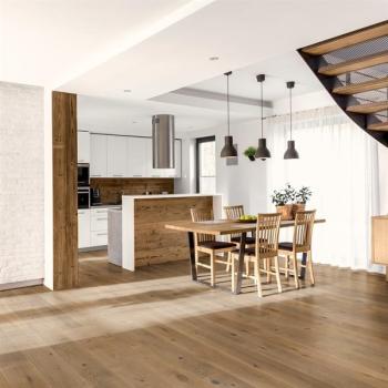 Parkett Boston Landhaus Breitdiele Eiche XL astig gebürstet geräuchert weiß geölt Thede & Witte 