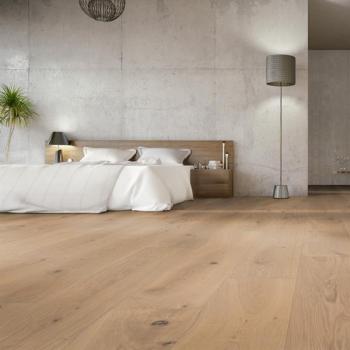 Parkett Boston Landhaus extra Breitdiele Eiche XXL astig gebürstet weiß geölt Thede & Witte 