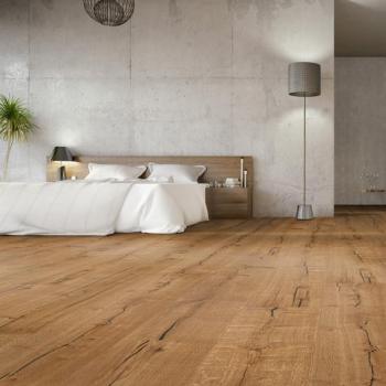 Parkett Boston Landhaus extra Breitdiele Eiche XXL astig gebürstet geräuchert weiß geölt Thede & Witte 