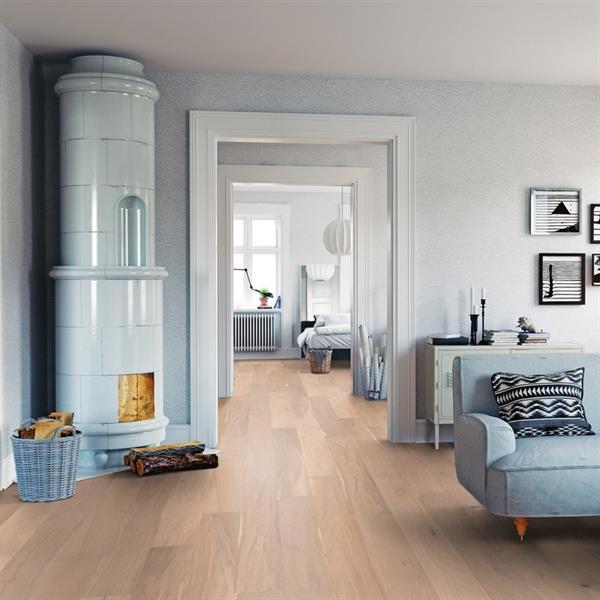 Parkett Boston Landhausdiele Eiche leicht astig gebürstet weiß geölt Thede & Witte 